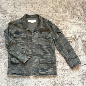 Treasure & Bond Camo Cotton Utility Jacket with Patch Detail